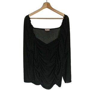 Urban Vine Peasant Blouse Size 3xl Black long sleeve Semi Sheer
